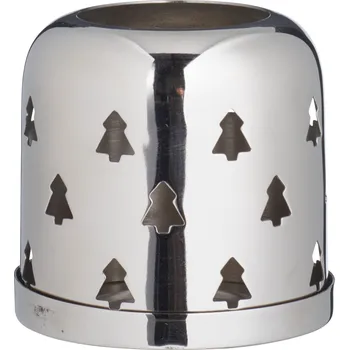 Svícen H&L Stříbrný svícen na čajovou svíčku se stromečky (8x8.5 cm), menší