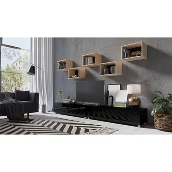 Obývací stěna GIB Obývací stěna Calabrini 32 HORNÍ SKŘÍŇKY: Dub zlatý, DOLNÍ SKŘÍŇKY: Bílá