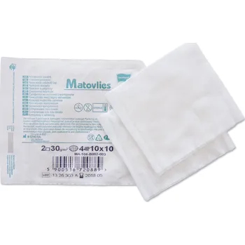 Náplast Matopat Matovlies 30g 4vrstvé netkané kompresy 10 x 10 cm sterilní, 2 ks