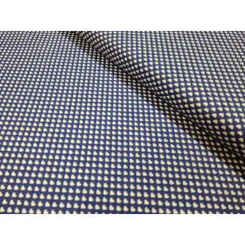 Bavlněná česká látka šíře 140cm - bílá srdíčka 0,5cm na modré (50cm)