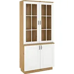 Stolarz-Lempert Kredenc Flawia 100 WHAR - komoda 2D + nadstavba 2D - dub Artisan + MDF bílý mat