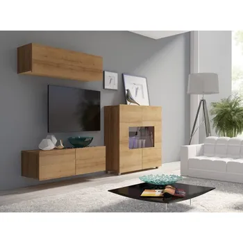 Obývací stěna GIB Obývací stěna Calabrini 4 LED osvětlení: Včetně LED osvětlení, HORNÍ SKŘÍŇKY: Bílá, DOLNÍ SKŘÍŇKY: Černá