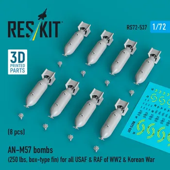 Plastikový model 1/72 AN-M57 bombs 250 lbs., box-type fin (8 pcs.)