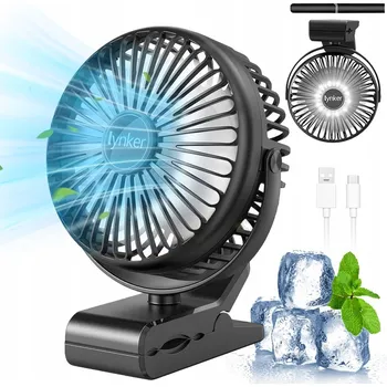 Vzduchotechnika WENTYLATOR CAMPINGOWY S LED USB PŘENOSNÝ ČERNÝ 10000MAH