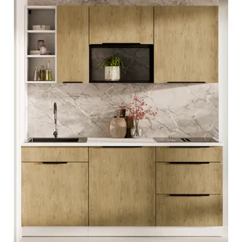 Kuchyňská linka Kuchyňska linka CREMONA, sestava A, 180 cm, v provedení dub Cremona/bílá