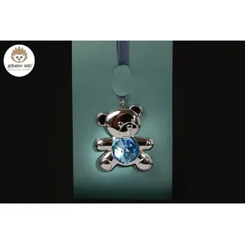 Doplněk ke knize DEKORACE CRYSTOCRAFT SE SKLENĚNÝM KRYSTALEM - ZÁLOŽKA DO KNIHY STŘÍBRNÝ MEDVÍDEK S MODRÝM KRYSTALEM