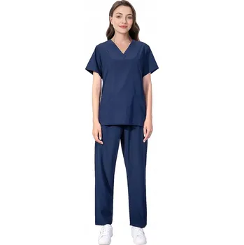 DÁMSKÝ LÉKAŘSKÝ KOMPLET SCRUB UNIFORM MODEL 42021 TMAVĚ MODRÝ VELIKOST L