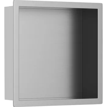 Drátěná police CERANO - Zápustná polička/nika s okrajem do obkladu - nerezová - 30x30x10 cm