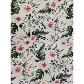 Bavlněná česká látka šíře 160cm - Šípkové růže na bílé (50cm)