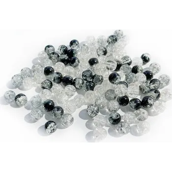 Korálek DP Craft Skleněné korálky s práskané 8mm, bílé,černé,šedé 100ks