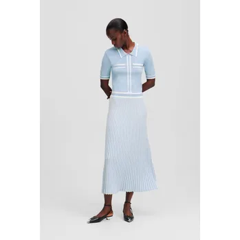 Dámské šaty ŠATY KARL LAGERFELD PLEATED KNIT DRESS KENTUCKY BLUE-PRISTINE