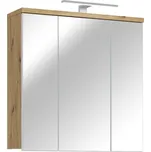 CANELU koupelnová horní skříňka se zrcadly a osvětlením, dub artisan/secret grey, 5 let záruka + vyzvednutí ZDARMA