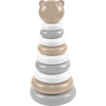 Hračka pro nejmenší VELKÁ BÉŽOVÁ EDUKAČNÍ PYRAMIDA TŘÍDIČ TVARŮ 11 DÍLŮ WADER