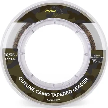Avid Carp Šokový Vlasec Outline Camo Tapered Leaders Průměr: 0,28 / 0,57 mm