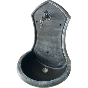 Umyvadlo ROTO SET Zahradní Umyvadlo SATURN s kohoutkem DRAK a výpustí, stříbrná patina, VÝHODNÁ CENA