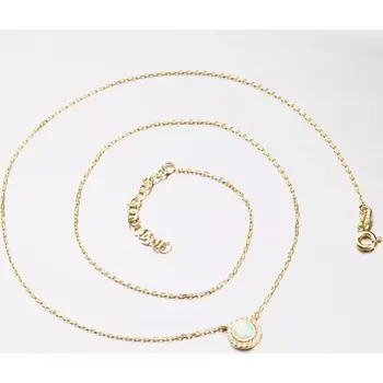 Náhrdelník Dámský náhrdelník žluté zlato 585 zirkon opál 45-1826 délka 42 cm