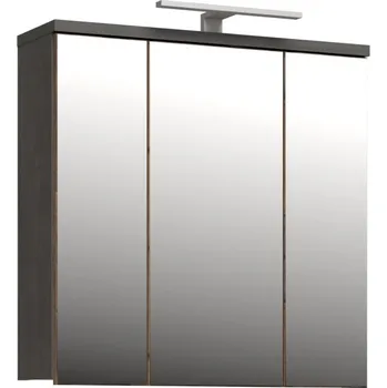 Koupelnový nábytek CANELU koupelnová horní skříňka se zrcadly a osvětlením,tm.šedý beton/old-wood vintage,5 let záruka + vyzvednutí ZDARMA