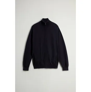 Pánský svetr SVETR WOOLRICH FULL-ZIP COTTON CARDIGAN MELTON BLUE