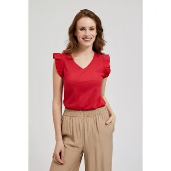 Dámská halenka Dámská halenka s volánky na ramenou MOODO - červená Moodo kaki | červená 3387127