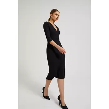 Dámské šaty Dámské hladké šaty s výstřihem MOODO - černé Moodo černá 3387466