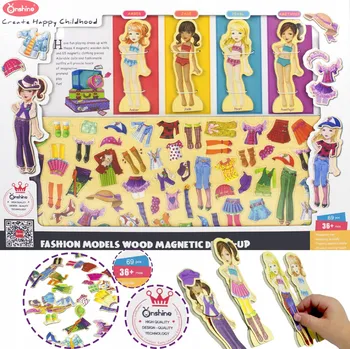 Dřevěná hračka LT456 MAGNETICKÁ DŘEVĚNÁ HRA OBLÉKÁNÍ 69 dílků. PUZZLE