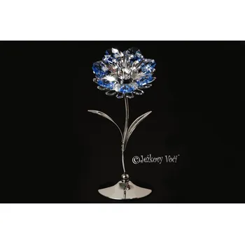 DEKORACE CRYSTOCRAFT SE SKLENĚNÝM KRYSTALEM - STŘÍBRNÁ KVĚTINA
