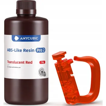 Filament UV Pryskyřice Anycubic Abs-Like Pro 2 Průhledná Červená 1kg 1l Pro 3D Tiskárny