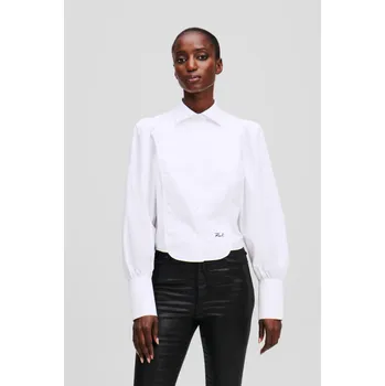 Dámská košile KOŠILE KARL LAGERFELD FASHION POPLIN SHIRT BLACK TEXTURED LTHR