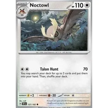Volný čas Pokémon TEF 127/162 Noctowl - Temporal Forces Stav: Near Mint, Verze: COSMIC HOLO
