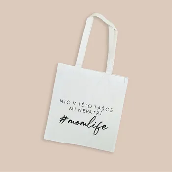 Nákupní taška Taška s potiskem MOMLIFE Barva tašky: Béžová