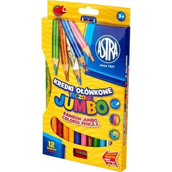 Pastelka Astra duhové jumbo pastelky 12 ks s ořezávátkem