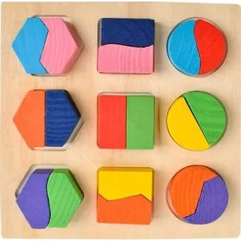 Dřevěná hračka LT299 DŘEVĚNÉ PUZZLE TVARY MONTESSORI