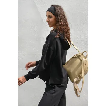 Dámská mikina ČERNÁ MIKINA S KAPUCÍ Z VISKÓZY Vero Moda