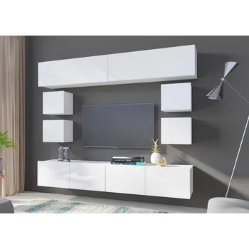 Obývací stěna GIB Obývací stěna Calabrini 17 HORNÍ SKŘÍŇKY: Černá, DOLNÍ SKŘÍŇKY: Dub zlatý