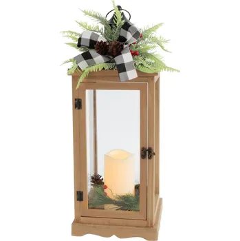 Lucerna LED dekorace LUCERNA, 20x20,5x51 cm, dřevo