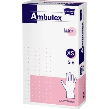 Zdravotnický materiál Matopat Ambulex latexové rukavice pudrované nesterilní XS, 100 ks