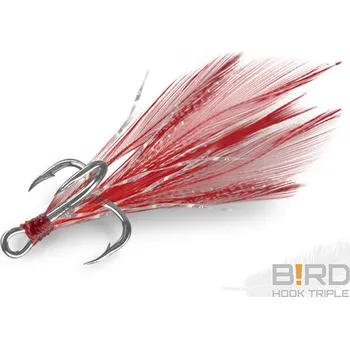 Delphin Trojháček Bird Hook Triple Červená Pírka 3ks Velikost: 8
