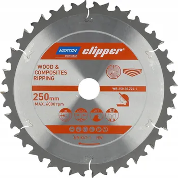 Vrták Kotouč norton na řezání dřeva 250MMX30 T24