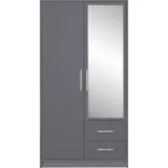 Meblar Šatní skříň Smart SRL 3 antracit - se zrcadlem NÁSTAVEC na skříň: BEZ nástavce