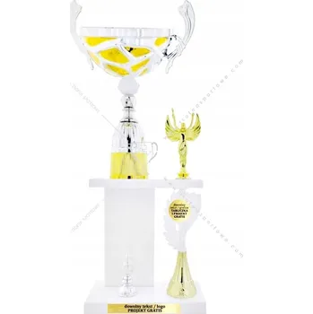 Stříbrno-zlatý pohár na sloupku 59 cm + GRAVÍROVÁNÍ