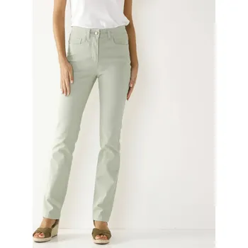 Dámské kalhoty Zeštíhlující dlouhé kalhoty šedozelená 44