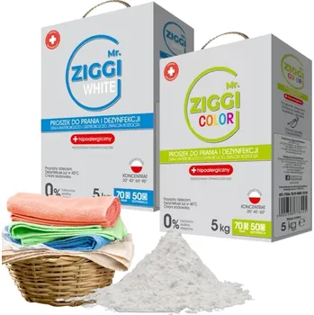 Prací prášek Mr. Ziggi Hypoalergenní prací prášek sada na barevné + bílé prádlo 2x 5kg EKO