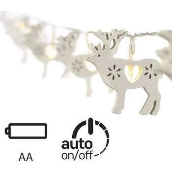 Vánoční dekorace LED vánoční girlanda SOBY, dřevěná, 10 LED, teplá bílá, časovač, 1,35 m