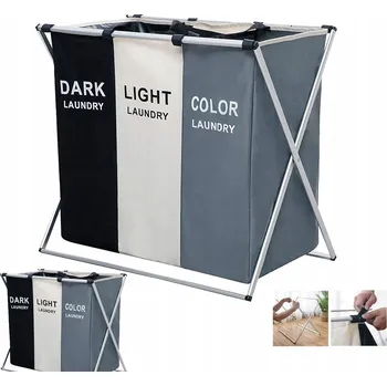 Koš na prádlo VOLNĚ STOJÍCÍ KOŠ NA PRÁDLO PRO SEGREGACI PRANÍ 3v1 3 KOMORY