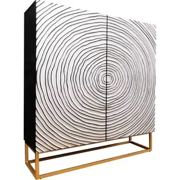 Komoda Vysoká komoda ZEN CIRCLE 120 CM masiv mango - bílá / černá