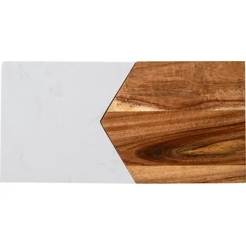 Kuchyňské prkénko Textilomanie Gusta servírovací prkénko ze dřeva a mramoru 30 x 15 cm hnědé/bílé