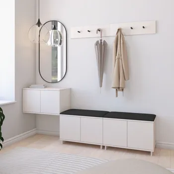 Botník s věšákem Bianco 8 - P/6 Barva čalounění: Černá - Trinity 16