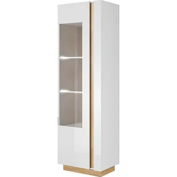 Knihovna Laski Vitrína Arco 60 bílá + dub grandson LED osvětlení: BEZ osvětlení