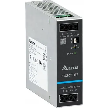 spínaný zdroj IMPULZNÍ ZDROJ NA DIN LIŠTU 120W 5A 24V RELÉ 3F 3 FÁZE DELTA