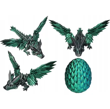 Figurka Pohyblivý Drak s Křídly a Dračím Vejcem Mistic Green Sada Crystal Dragon